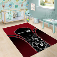Personalized Billiards Eight Ball Area Rug with Red Wing Emblem and Black Gradient Bubble Pattern - Wonder Print Shop