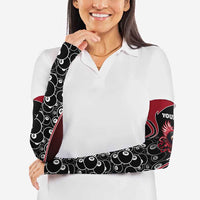Personalized Billiards Eight Ball Arm Sleeves with Red Wing Emblem and Black Gradient Bubble Pattern - Wonder Print Shop