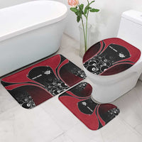 Personalized Billiards Eight Ball Bathroom Set with Red Wing Emblem and Black Gradient Bubble Pattern - Wonder Print Shop