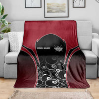 Personalized Billiards Eight Ball Blanket with Red Wing Emblem and Black Gradient Bubble Pattern - Wonder Print Shop