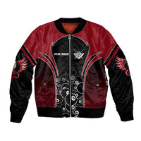 Personalized Billiards Eight Ball Bomber Jacket with Red Wing Emblem and Black Gradient Bubble Pattern - Wonder Print Shop