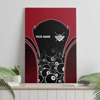 Personalized Billiards Eight Ball Canvas Wall Art with Red Wing Emblem and Black Gradient Bubble Pattern - Wonder Print Shop