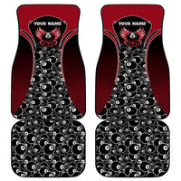 Personalized Billiards Eight Ball Car Mats with Red Wing Emblem and Black Gradient Bubble Pattern - Wonder Print Shop