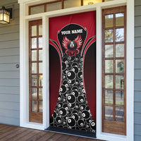 Personalized Billiards Eight Ball Door Cover with Red Wing Emblem and Black Gradient Bubble Pattern - Wonder Print Shop