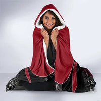 Personalized Billiards Eight Ball Hooded Blanket with Red Wing Emblem and Black Gradient Bubble Pattern - Wonder Print Shop