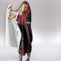 Personalized Billiards Eight Ball Hooded Blanket with Red Wing Emblem and Black Gradient Bubble Pattern - Wonder Print Shop