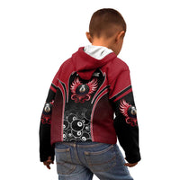 Personalized Billiards Eight Ball Kid Hoodie with Red Wing Emblem and Black Gradient Bubble Pattern - Wonder Print Shop