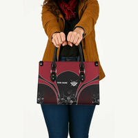 Personalized Billiards Eight Ball Leather Bag with Red Wing Emblem and Black Gradient Bubble Pattern - Wonder Print Shop
