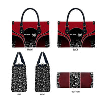 Personalized Billiards Eight Ball Leather Bag with Red Wing Emblem and Black Gradient Bubble Pattern - Wonder Print Shop