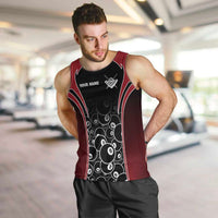 Personalized Billiards Eight Ball Men Tank Top with Red Wing Emblem and Black Gradient Bubble Pattern - Wonder Print Shop