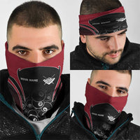 Personalized Billiards Eight Ball Neck Gaiter with Red Wing Emblem and Black Gradient Bubble Pattern - Wonder Print Shop