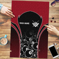 Personalized Billiards Eight Ball Puzzle with Red Wing Emblem and Black Gradient Bubble Pattern - Wonder Print Shop