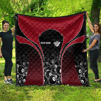 Personalized Billiards Eight Ball Quilt with Red Wing Emblem and Black Gradient Bubble Pattern - Wonder Print Shop