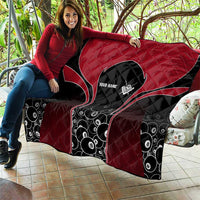 Personalized Billiards Eight Ball Quilt with Red Wing Emblem and Black Gradient Bubble Pattern - Wonder Print Shop