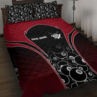 Personalized Billiards Eight Ball Quilt Bed Set with Red Wing Emblem and Black Gradient Bubble Pattern - Wonder Print Shop