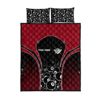 Personalized Billiards Eight Ball Quilt Bed Set with Red Wing Emblem and Black Gradient Bubble Pattern - Wonder Print Shop