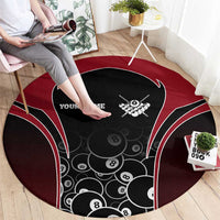 Personalized Billiards Eight Ball Round Carpet with Red Wing Emblem and Black Gradient Bubble Pattern - Wonder Print Shop