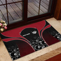 Personalized Billiards Eight Ball Rubber Doormat with Red Wing Emblem and Black Gradient Bubble Pattern - Wonder Print Shop