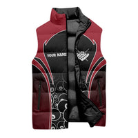 Personalized Billiards Eight Ball Sleeveless Puffer Jacket with Red Wing Emblem and Black Gradient Bubble Pattern - Wonder Print Shop