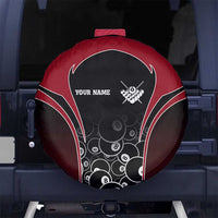 Personalized Billiards Eight Ball Spare Tire Cover with Red Wing Emblem and Black Gradient Bubble Pattern - Wonder Print Shop