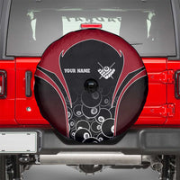 Personalized Billiards Eight Ball Spare Tire Cover with Red Wing Emblem and Black Gradient Bubble Pattern - Wonder Print Shop