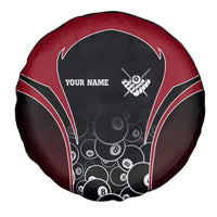 Personalized Billiards Eight Ball Spare Tire Cover with Red Wing Emblem and Black Gradient Bubble Pattern - Wonder Print Shop