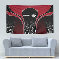 Personalized Billiards Eight Ball Tapestry with Red Wing Emblem and Black Gradient Bubble Pattern - Wonder Print Shop