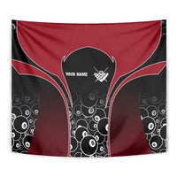 Personalized Billiards Eight Ball Tapestry with Red Wing Emblem and Black Gradient Bubble Pattern - Wonder Print Shop