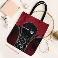 Personalized Billiards Eight Ball Tote Bag with Red Wing Emblem and Black Gradient Bubble Pattern - Wonder Print Shop