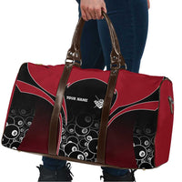 Personalized Billiards Eight Ball Travel Bag with Red Wing Emblem and Black Gradient Bubble Pattern - Wonder Print Shop