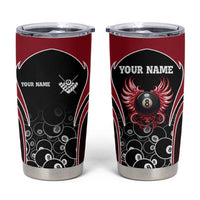 Personalized Billiards Eight Ball Tumbler Cup with Red Wing Emblem and Black Gradient Bubble Pattern - Wonder Print Shop