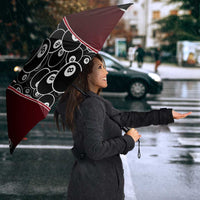 Personalized Billiards Eight Ball Umbrella with Red Wing Emblem and Black Gradient Bubble Pattern - Wonder Print Shop