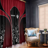 Personalized Billiards Eight Ball Window Curtain with Red Wing Emblem and Black Gradient Bubble Pattern - Wonder Print Shop