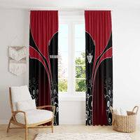 Personalized Billiards Eight Ball Window Curtain with Red Wing Emblem and Black Gradient Bubble Pattern - Wonder Print Shop