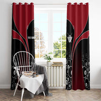 Personalized Billiards Eight Ball Window Curtain with Red Wing Emblem and Black Gradient Bubble Pattern - Wonder Print Shop