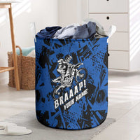 Personalized Motocross Rider Laundry Basket with Blue Graffiti Splash Pattern - Wonder Print Shop