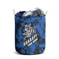 Personalized Motocross Rider Laundry Basket with Blue Graffiti Splash Pattern - Wonder Print Shop