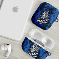 Personalized Motocross Rider AirPods Case with Blue Graffiti Splash Pattern - Wonder Print Shop