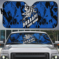 Personalized Motocross Rider Auto Sun Shade with Blue Graffiti Splash Pattern - Wonder Print Shop