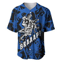 Personalized Motocross Rider Baseball Jersey with Blue Graffiti Splash Pattern - Wonder Print Shop