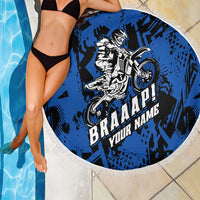 Personalized Motocross Rider Beach Blanket with Blue Graffiti Splash Pattern - Wonder Print Shop