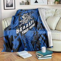 Personalized Motocross Rider Blanket with Blue Graffiti Splash Pattern - Wonder Print Shop