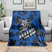 Personalized Motocross Rider Blanket with Blue Graffiti Splash Pattern - Wonder Print Shop