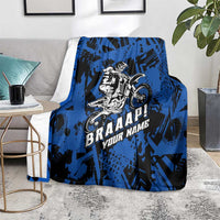 Personalized Motocross Rider Blanket with Blue Graffiti Splash Pattern - Wonder Print Shop