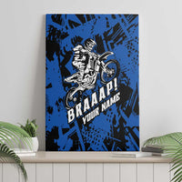Personalized Motocross Rider Canvas Wall Art with Blue Graffiti Splash Pattern - Wonder Print Shop