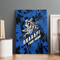 Personalized Motocross Rider Canvas Wall Art with Blue Graffiti Splash Pattern - Wonder Print Shop