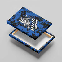 Personalized Motocross Rider Canvas Wall Art with Blue Graffiti Splash Pattern - Wonder Print Shop