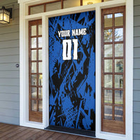 Personalized Motocross Rider Door Cover with Blue Graffiti Splash Pattern - Wonder Print Shop