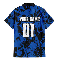 Personalized Motocross Rider Family Matching Mermaid Dress and Hawaiian Shirt with Blue Graffiti Splash Pattern - Wonder Print Shop
