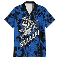 Personalized Motocross Rider Family Matching Tank Maxi Dress and Hawaiian Shirt with Blue Graffiti Splash Pattern - Wonder Print Shop